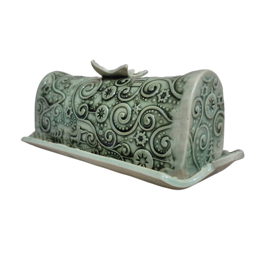 Whimsical christmas butter dish
