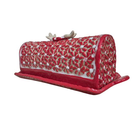 Christmas peppermint candy butter dish
