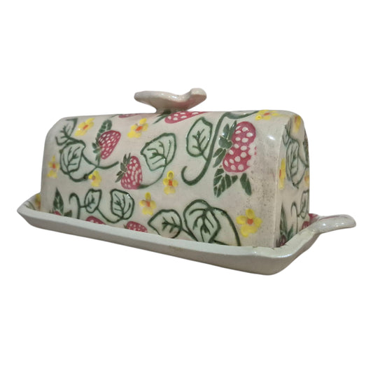 Strawberry fields butter dish