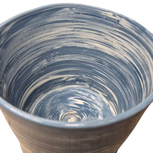 Handmade Turquoise and White Marbled Crock