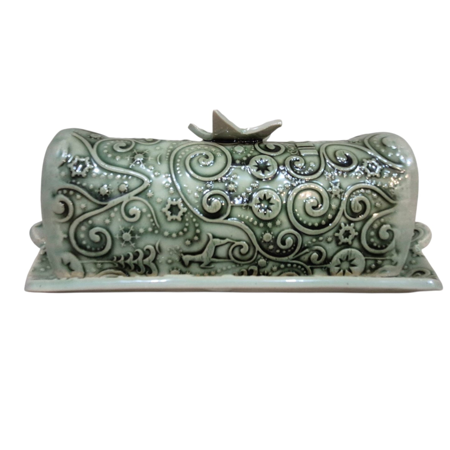 Whimsical christmas butter dish