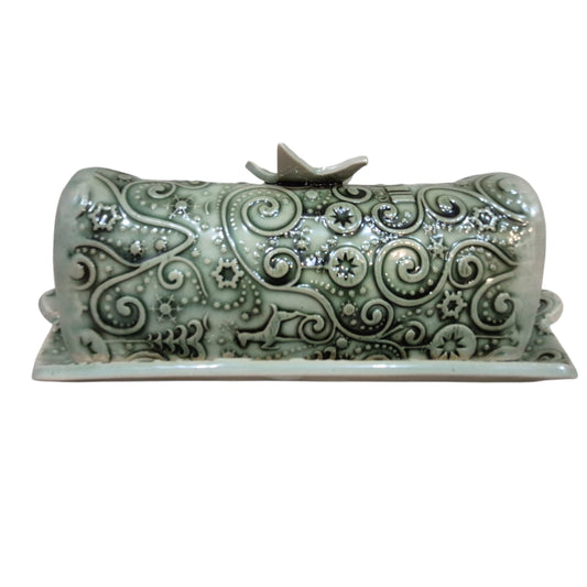 Whimsical christmas butter dish
