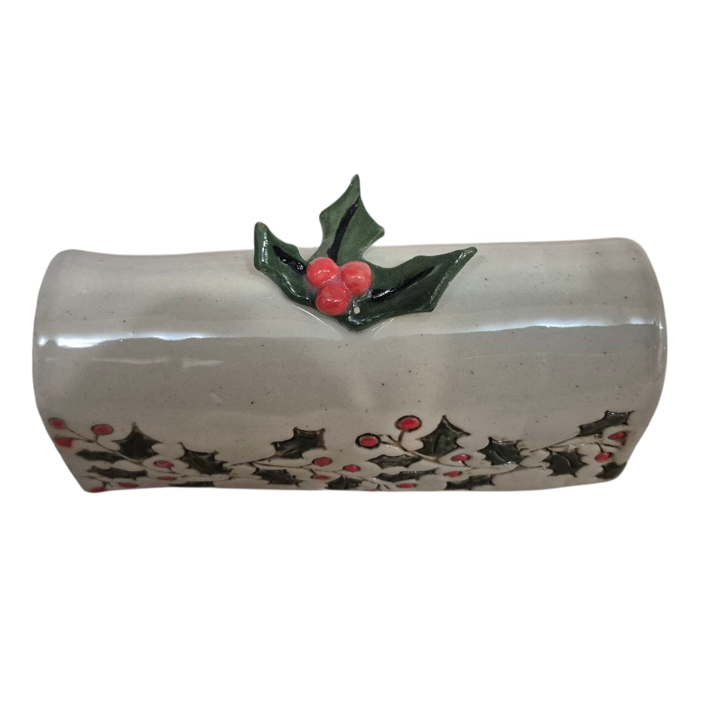 Christmas holly berry butter dish