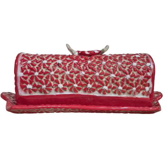 Christmas peppermint candy butter dish