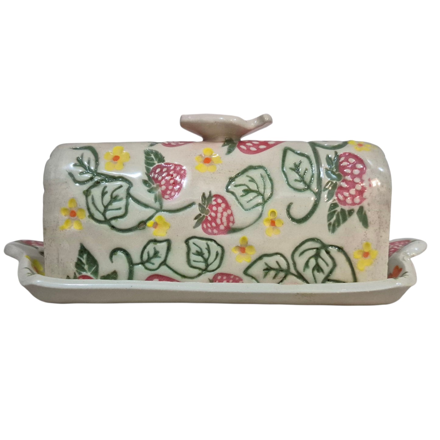 Strawberry fields butter dish