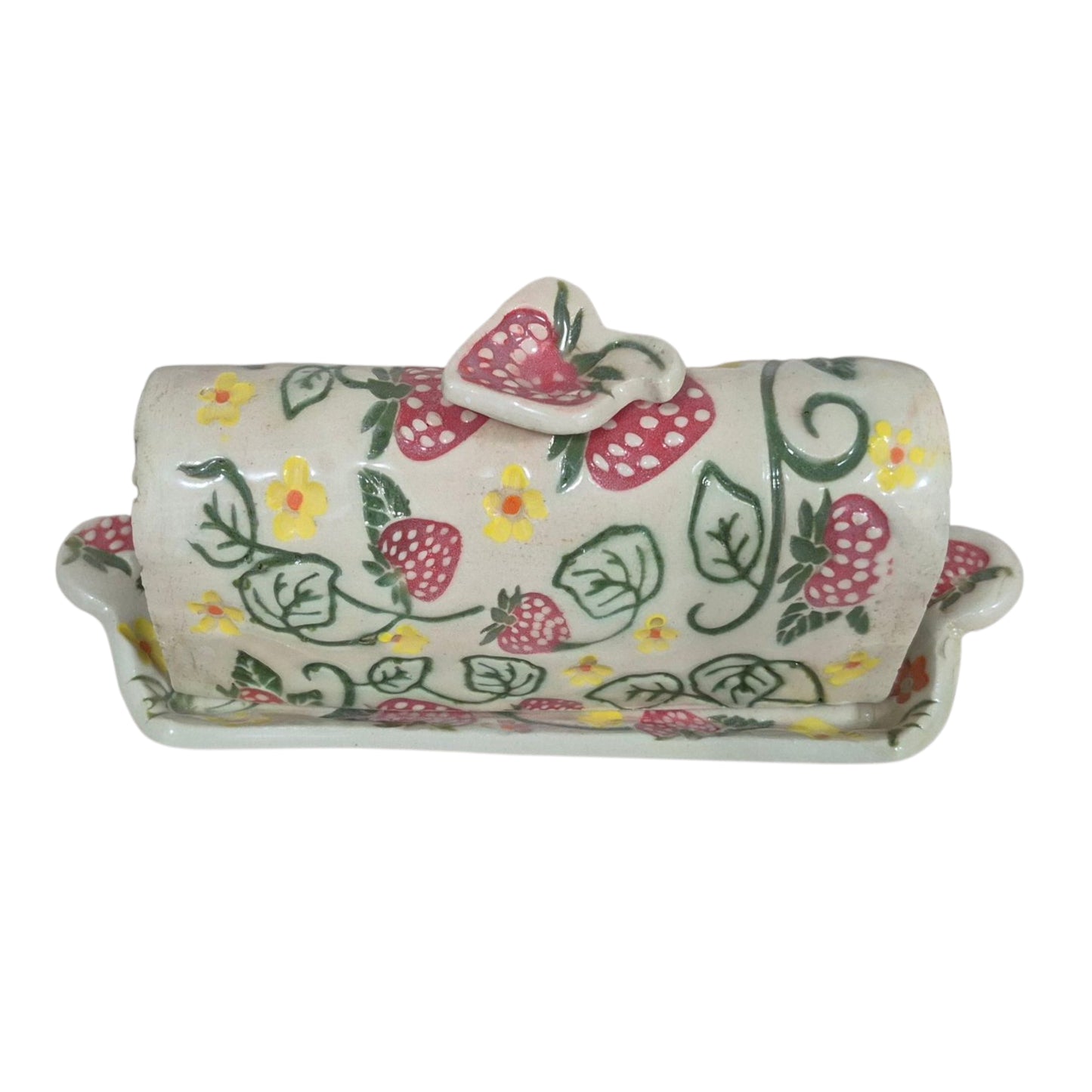 Strawberry fields butter dish