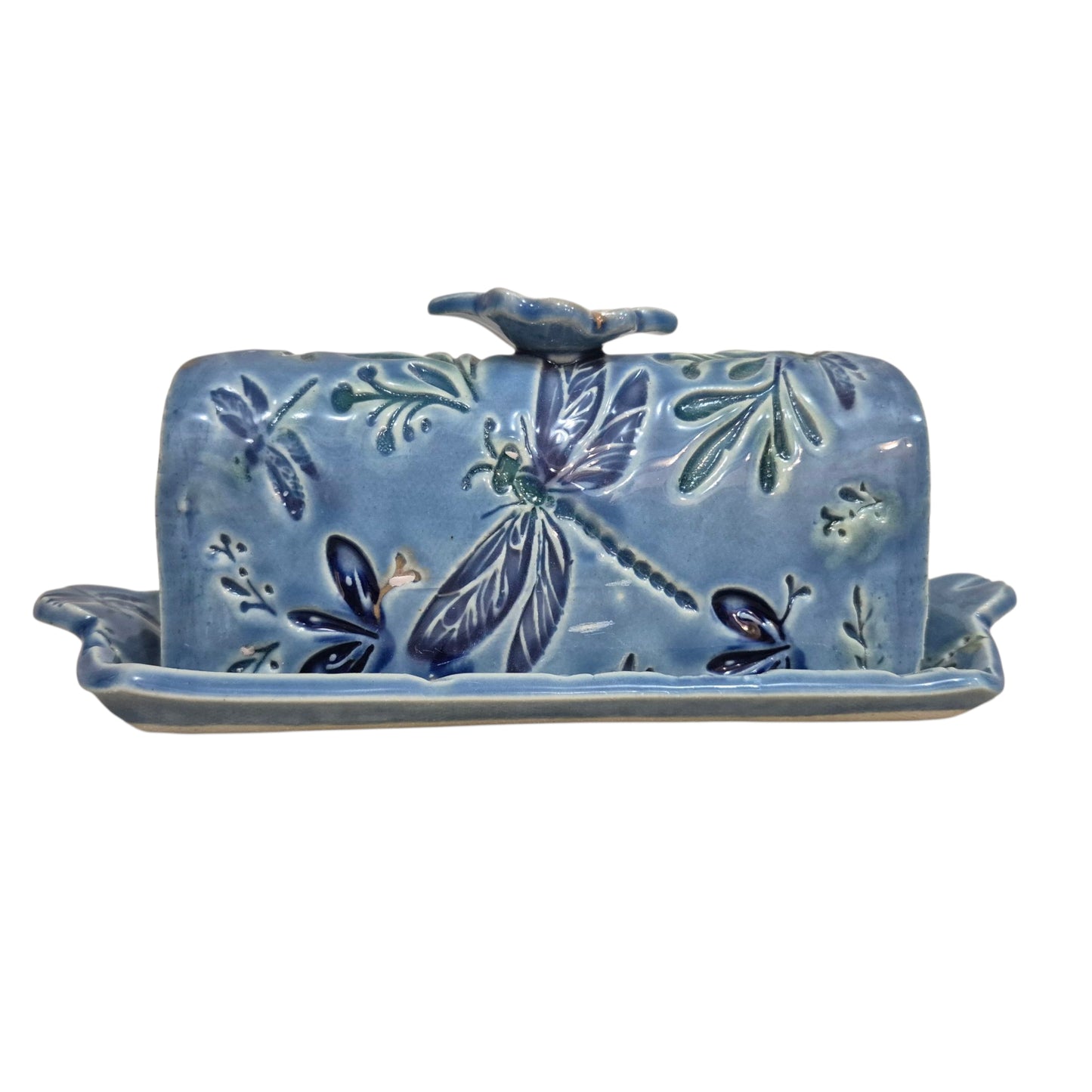 Dragonfly butter dish