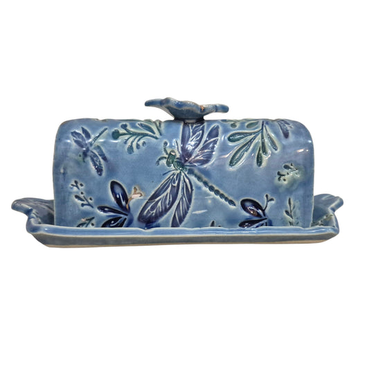 Dragonfly butter dish