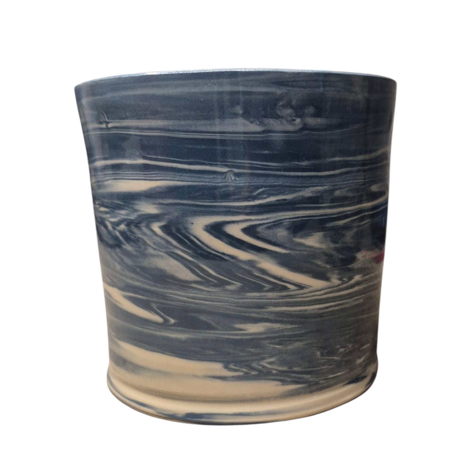 Handmade Turquoise and White Marbled Crock