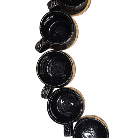 Handmade set of five mountain espresso mugs