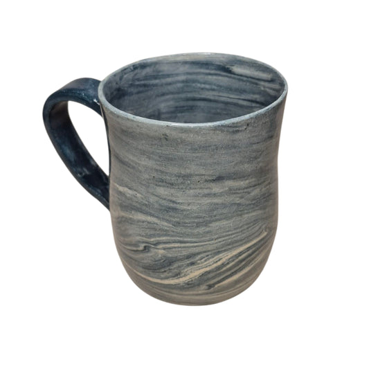 Handmade Turquoise and White Porcelain Marbled Mug