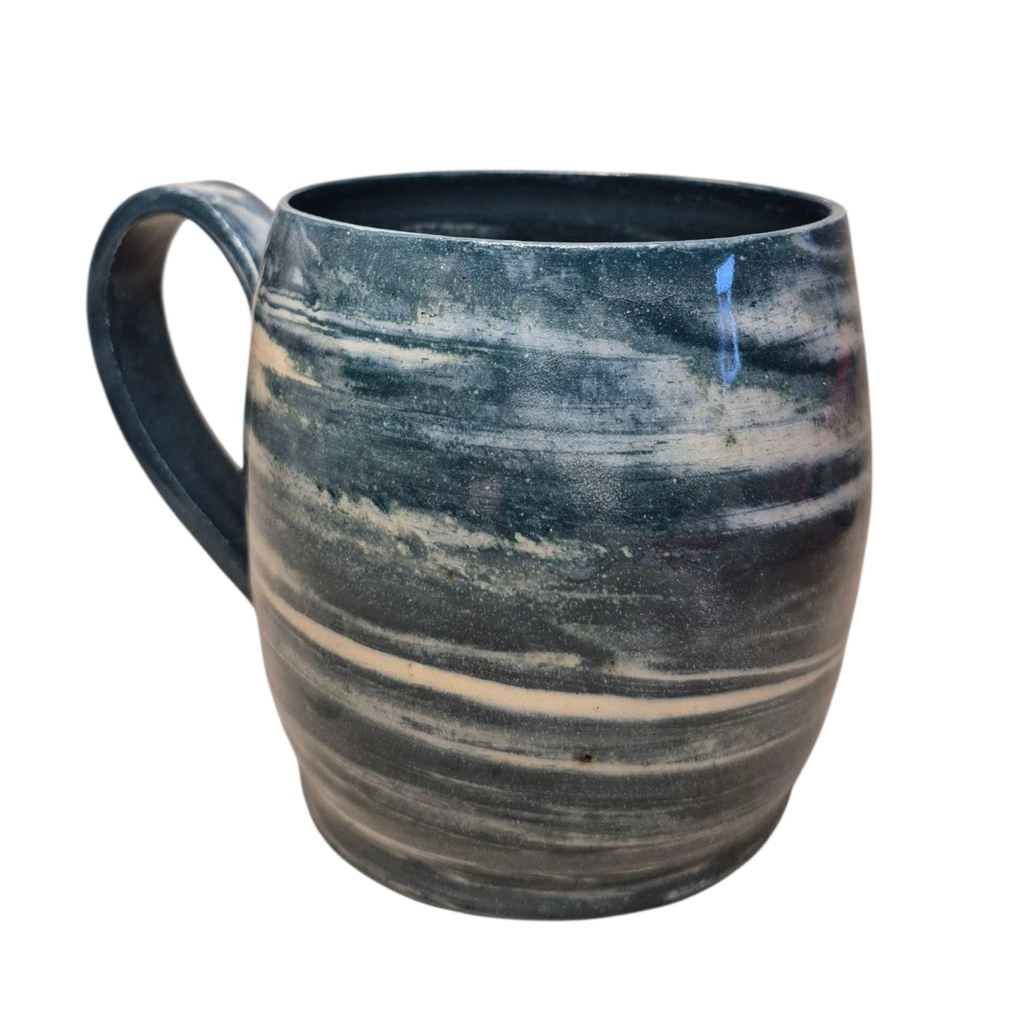 Handmade Turquoise and White Porcelain Marbled Mug