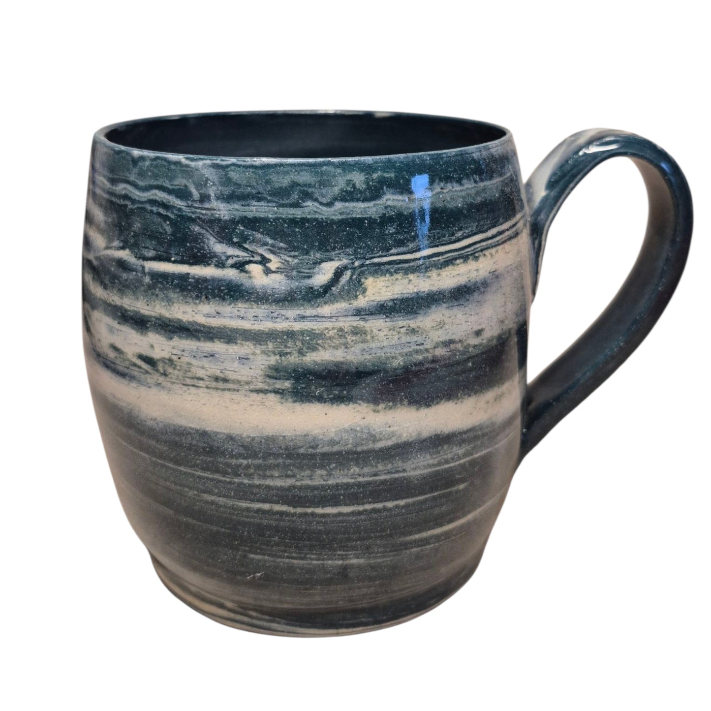 Handmade Turquoise and White Porcelain Marbled Mug