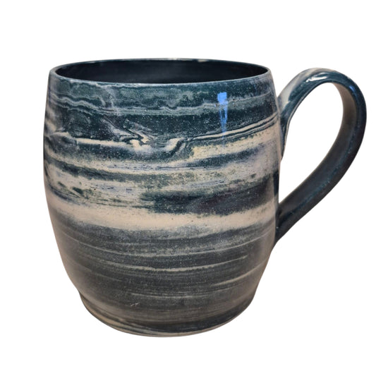 Handmade Turquoise and White Porcelain Marbled Mug