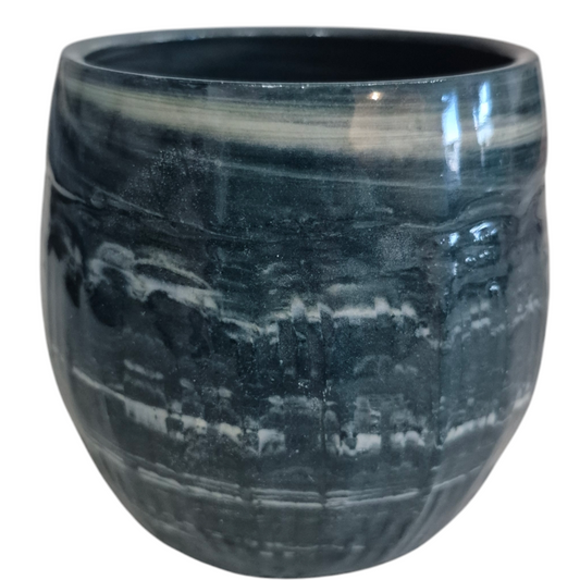 Handmade Turquoise and White Marbled Tumbler