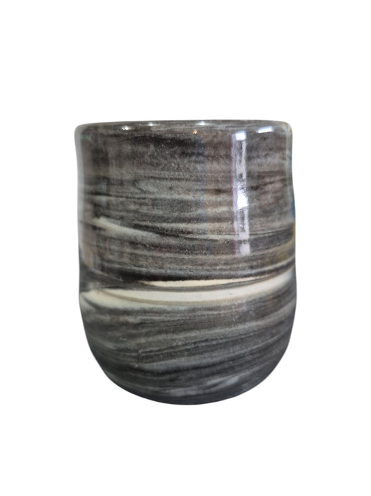 Handmade Black and White Marbled Wine Tumbler